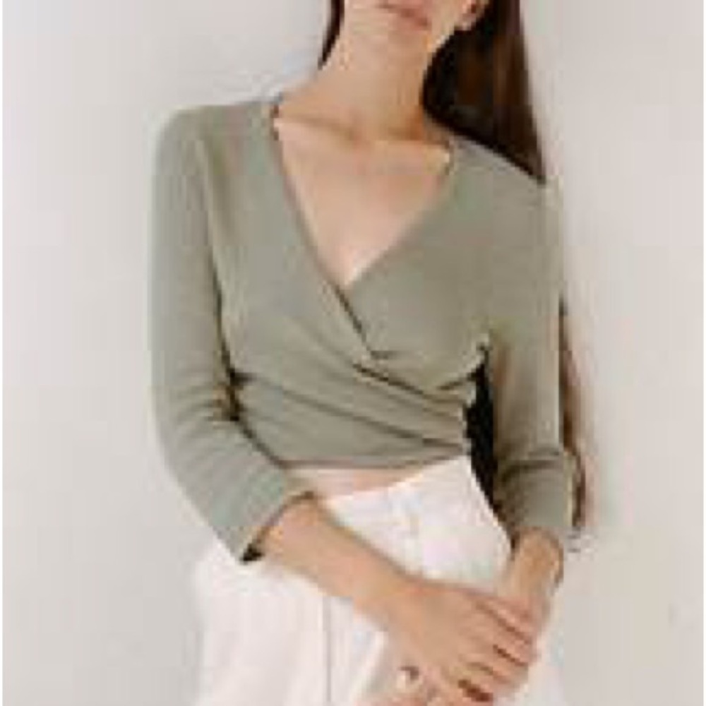 Sage Green Wrap Top